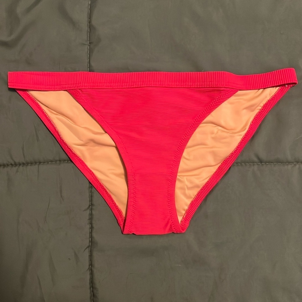 JCrew Ribbed Trim Hipster Bikini Bottom Pink Size Small NWT